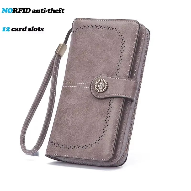 High Quality Women Wallet RFID Anti-Theft Leather Wallets for Woman Long Zipper Large Ladies Clutch Bag Female Purse Card Holder