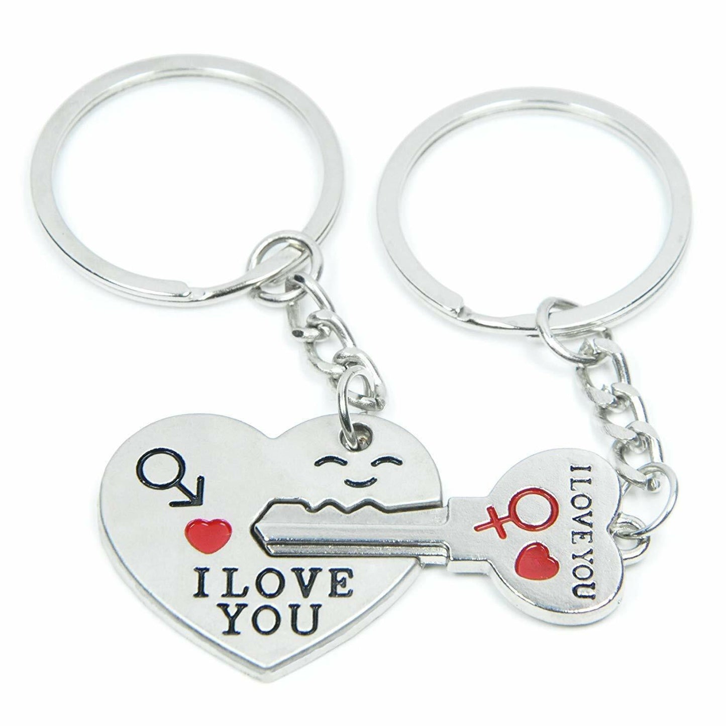 Romantic Couple Keychain Set - Heart Keyring, Valentine'S Day Gift, Love Keyfob