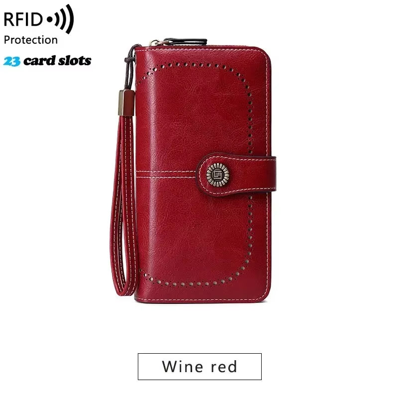 High Quality Women Wallet RFID Anti-Theft Leather Wallets for Woman Long Zipper Large Ladies Clutch Bag Female Purse Card Holder