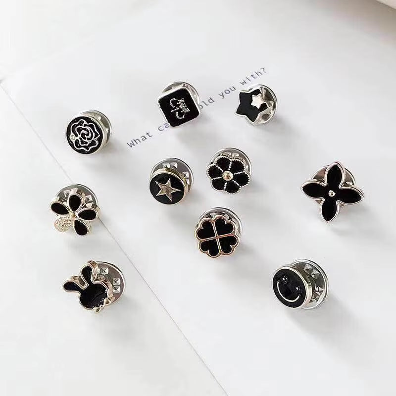 10Pcs/Lot Imitation Pearl Circle Brooch Pins PU Button Women Trendy Metal Sweater Collar Hijab Pin Brooch Jewelry Accessories 35