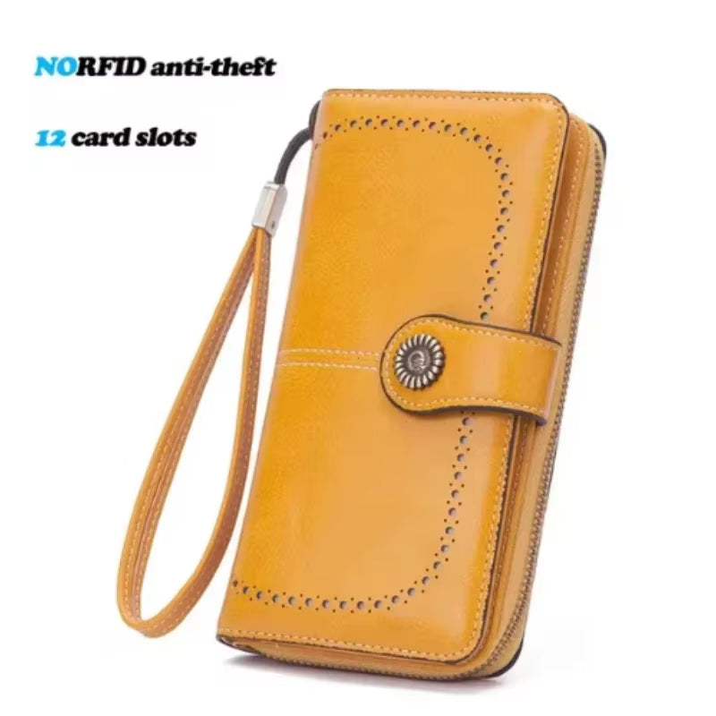 High Quality Women Wallet RFID Anti-Theft Leather Wallets for Woman Long Zipper Large Ladies Clutch Bag Female Purse Card Holder