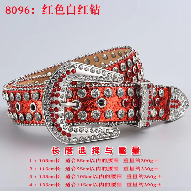 New Rhinestone Luxury Belt Women Y2K Style Western Exaggerated Jeans Fashion Accessories Punk High Quality Alloy Buckle BB Belt