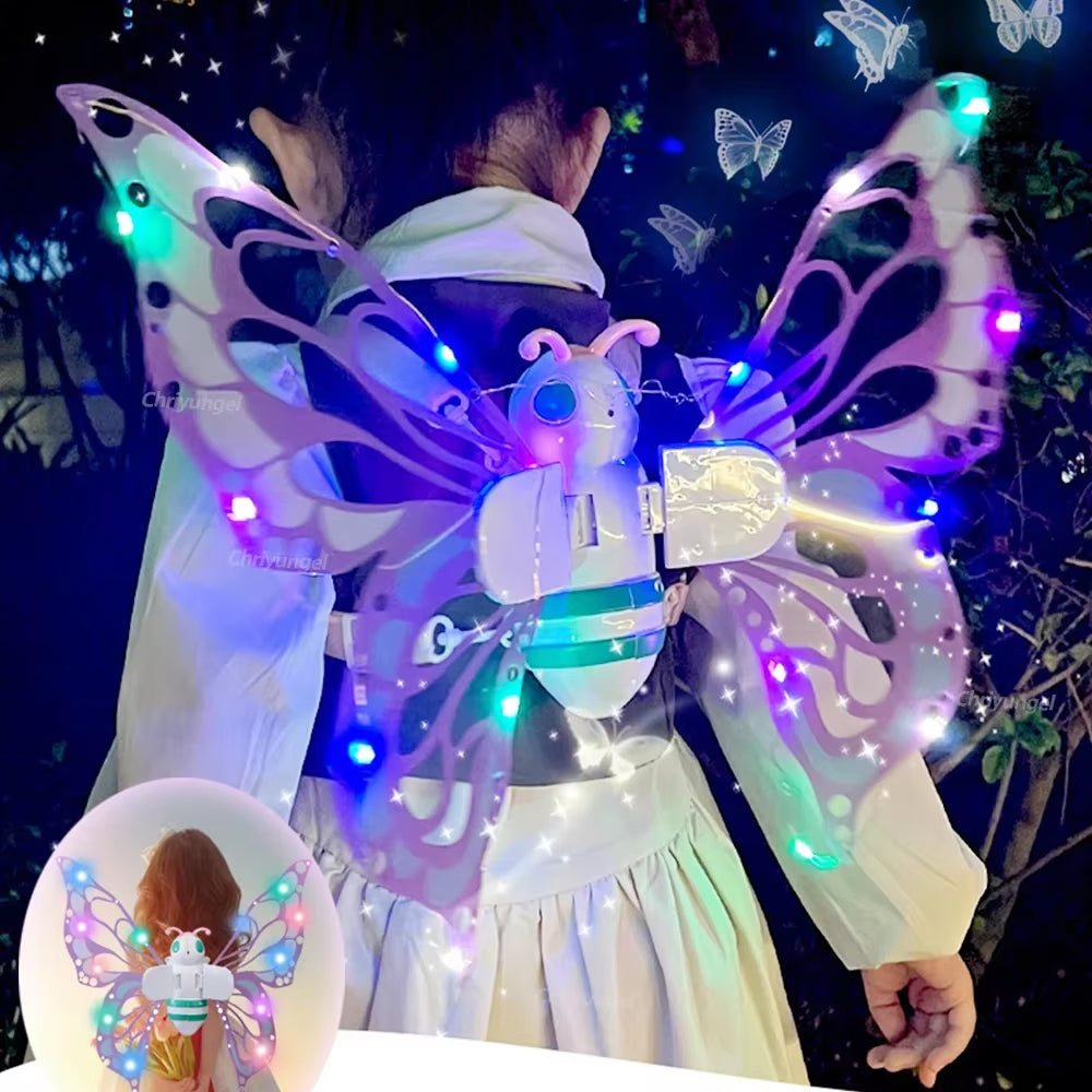 Electric Butterfly Wings Moving Elf Wing with Light Fairy Wings for Kids Birthday Christmas Cosplay Dress up Angel Girls Toy