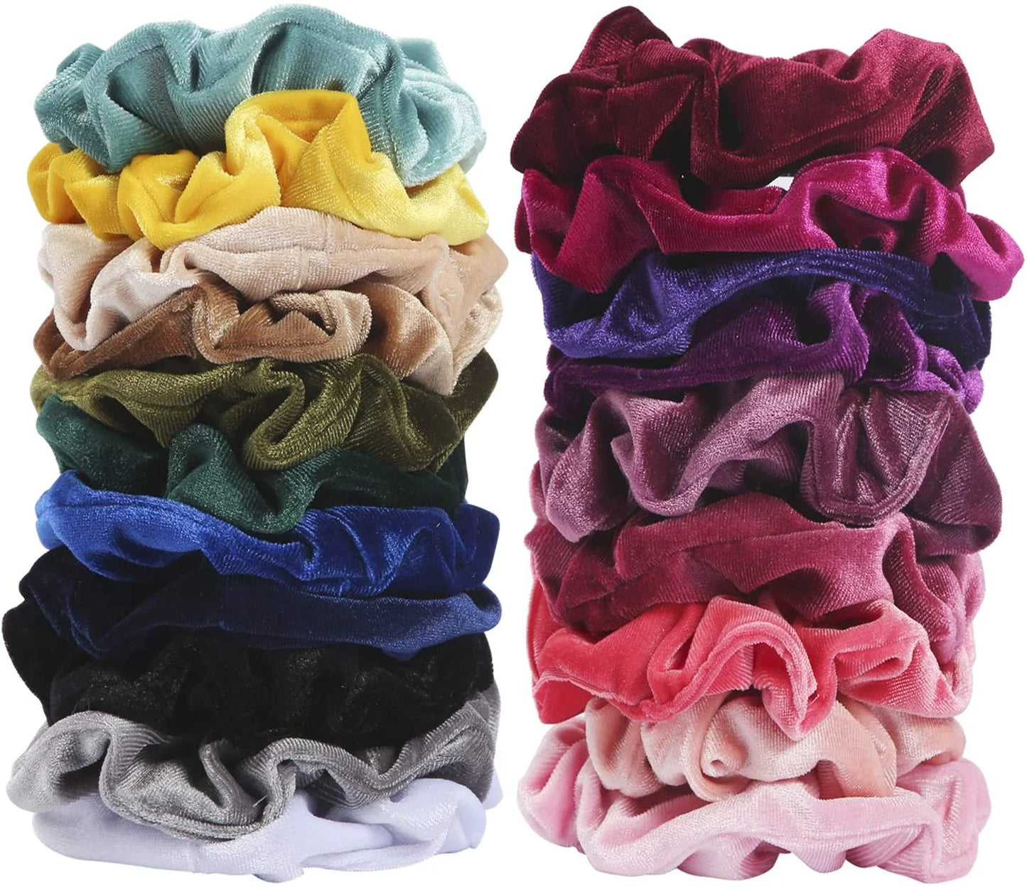 Scrunchies, 20PCS Velvet Scrunchies Hair Scrunchie for Women and Girls, Korean Velvet Scrunchy for Ponytail Holder with a Storage Bag, Black