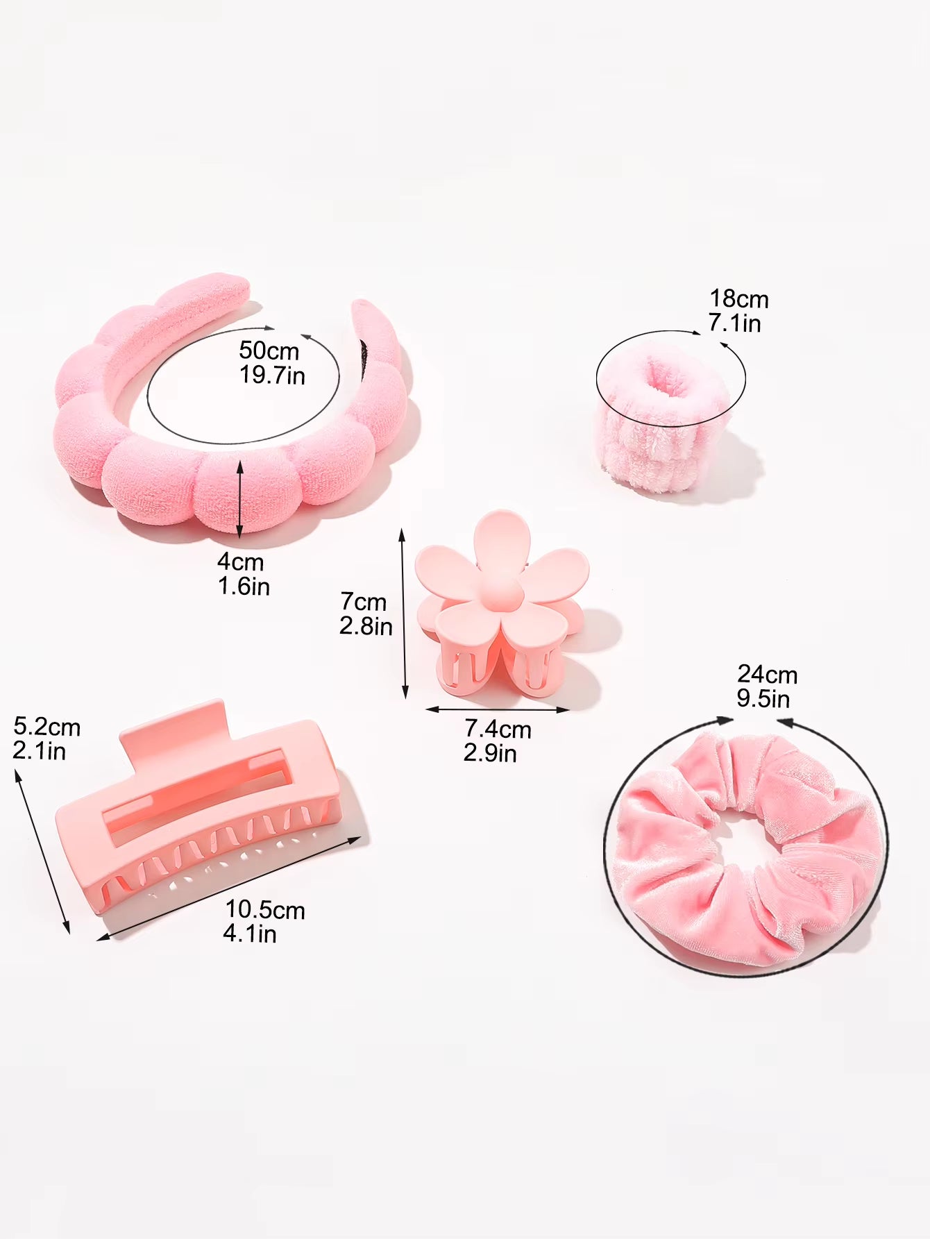 7Pcs Fashion Microfiber Washing Wristbands Scrunchies Puffy Headband Spa Bubble Headband for Washing Face Makeup Shower Skincare