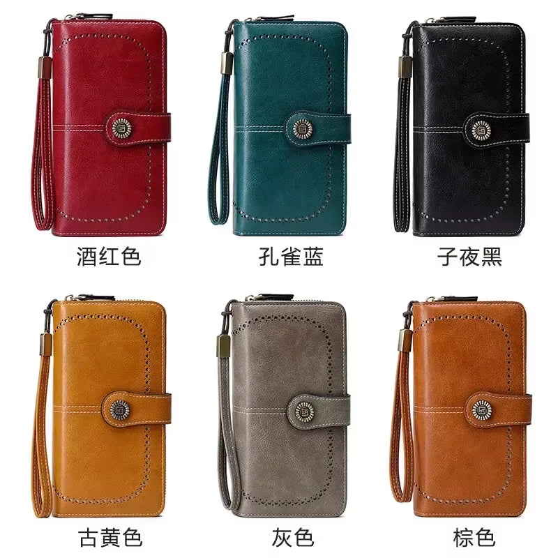 High Quality Women Wallet RFID Anti-Theft Leather Wallets for Woman Long Zipper Large Ladies Clutch Bag Female Purse Card Holder